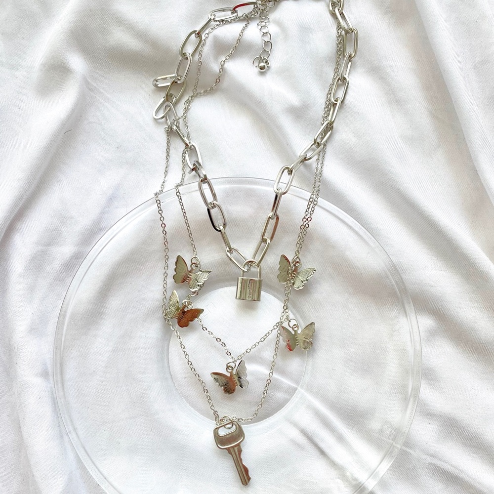 LAST ONE! butterfly & key layered necklace (buy 1 get two free!!!)